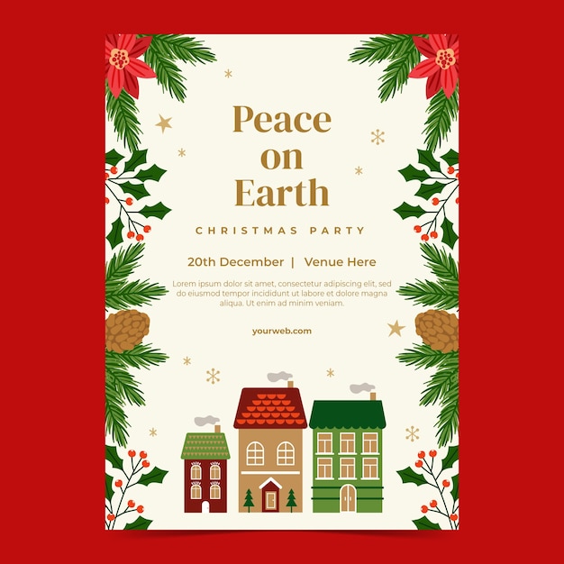 Free vector flat christmas party vertical poster template