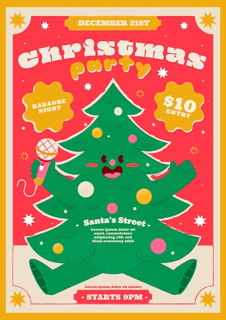 Free Vector flat christmas party vertical poster template