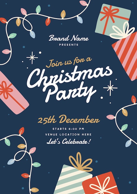 Christmas Party Vertical Poster Template – Free Vector Download