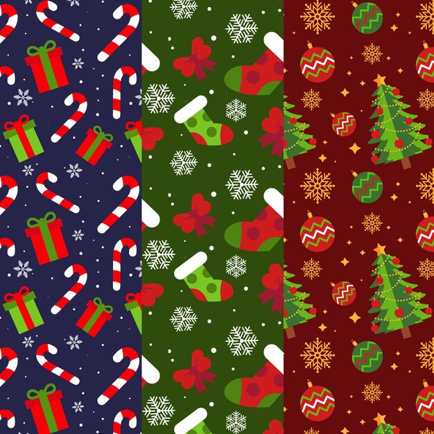 Flat christmas pattern collection