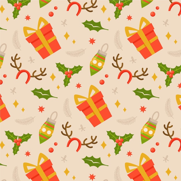 Free vector flat christmas pattern design