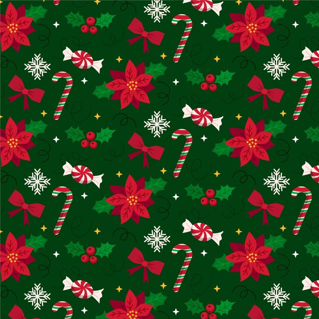 フラットなクリスマスパターンのデザイン