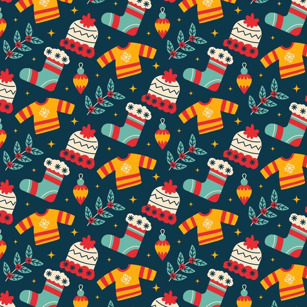 Flat christmas pattern design