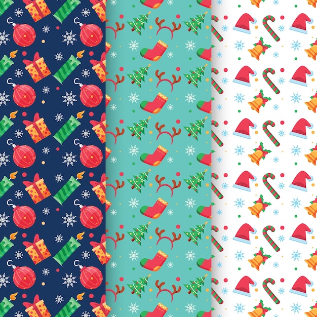 Free vector flat christmas patterns collection