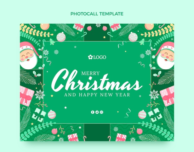 Flat christmas photocall template