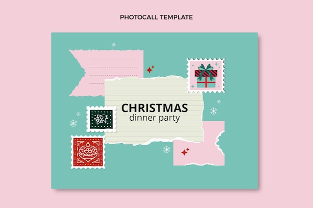 Free vector flat christmas photocall template