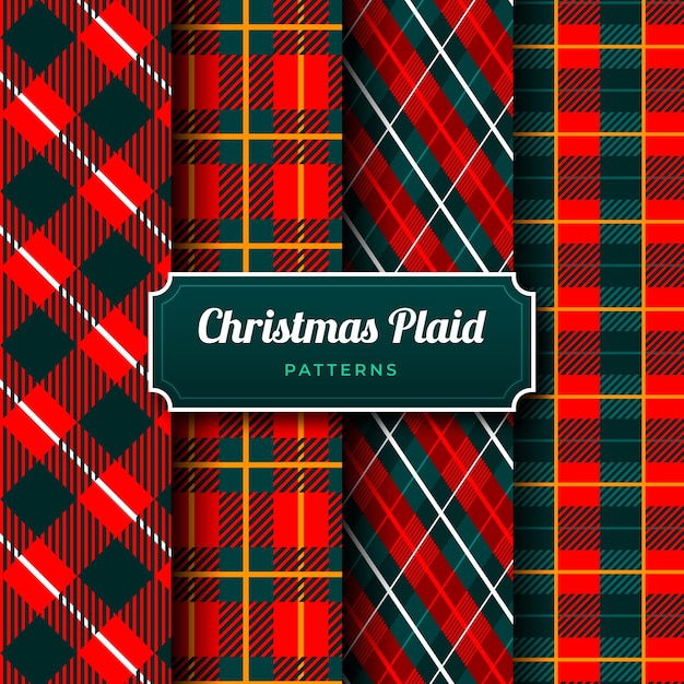 Flat christmas plaid patterns collection