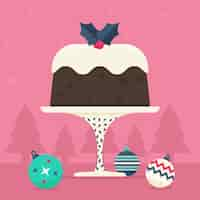 Free vector flat christmas pudding illustration