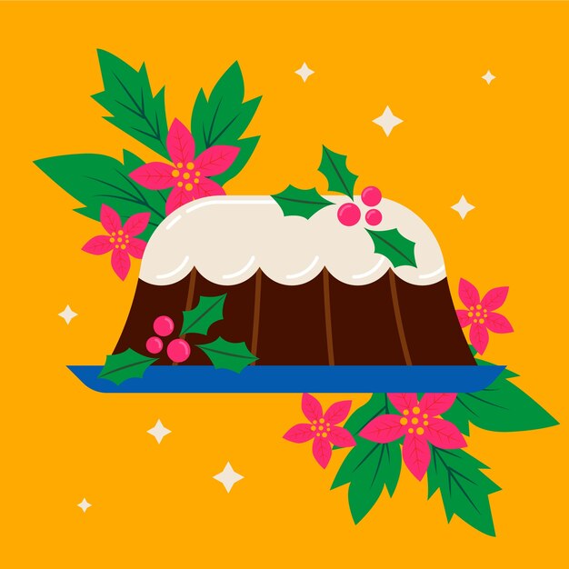 Free vector flat christmas pudding illustration