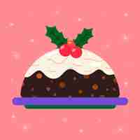 Free vector flat christmas pudding illustration