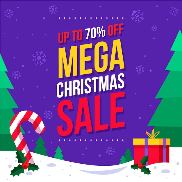 Flat christmas sale illustration