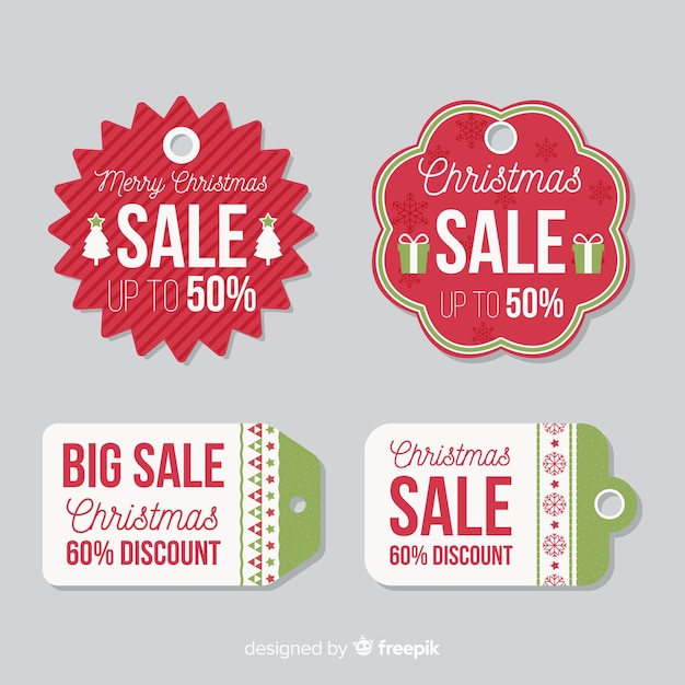 Free vector flat christmas sale labels