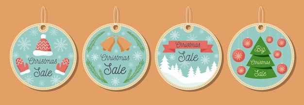 Flat christmas sale tag collection