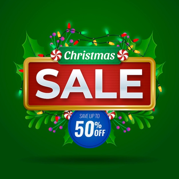 Бесплатное векторное изображение Плоский рождественский шаблон распродажи