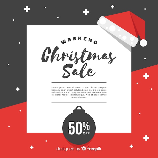 Flat christmas sales background with space for text