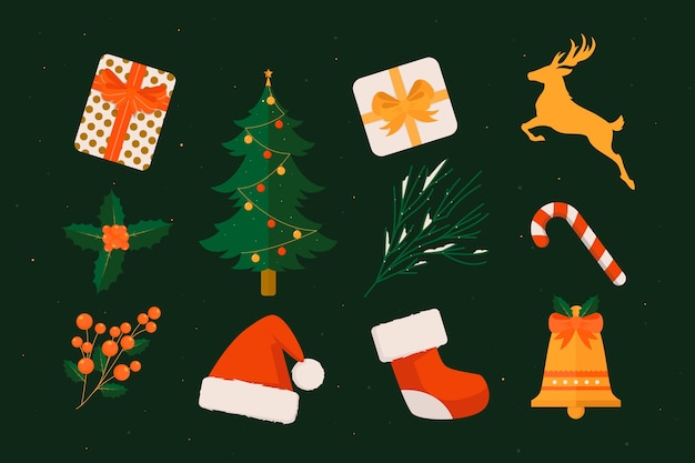 Free vector flat christmas season elements collection