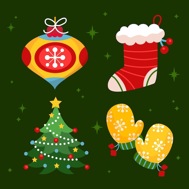 Free vector flat christmas season elements collection