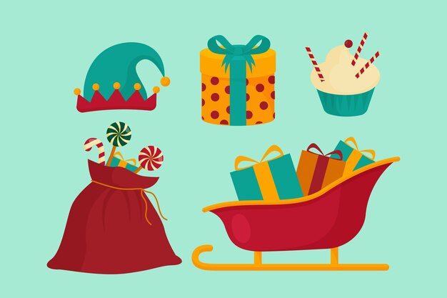 Free vector flat christmas season elements collection