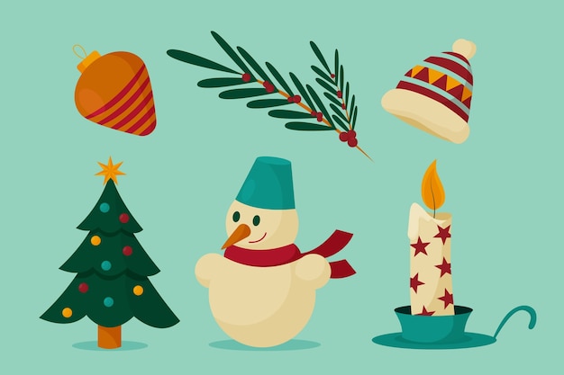 Free vector flat christmas season elements collection