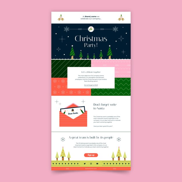 Flat christmas season email template