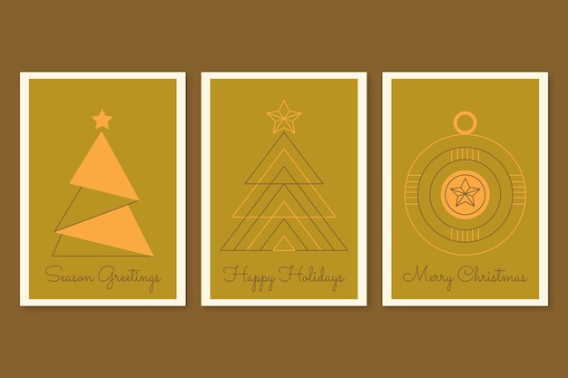 Бесплатное векторное изображение Плоские поздравительные открытки рождественского сезона