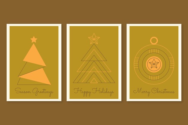 Flat christmas season greeting cards set