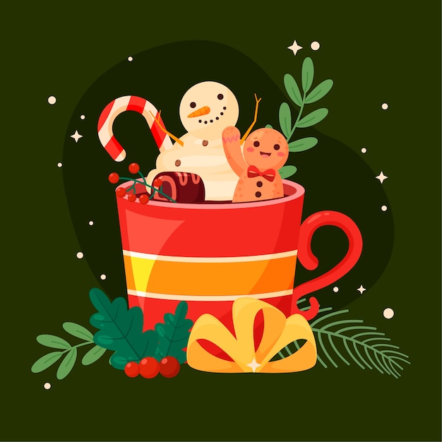 Free vector flat christmas season hot chocolate illustration