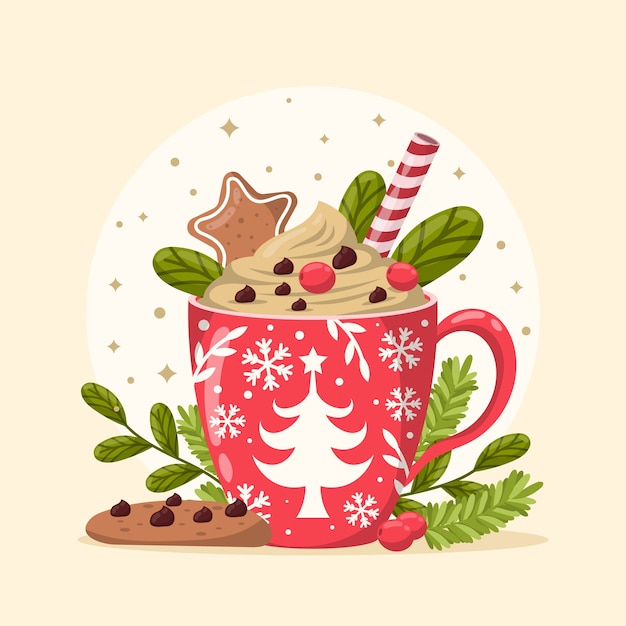 Free vector flat christmas season hot chocolate illustration