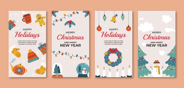 flat christmas season instagram stories collection