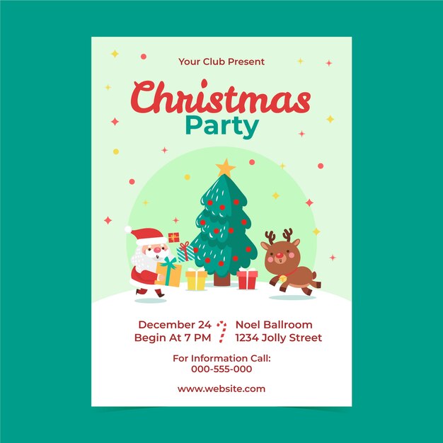 flat christmas season party poster template