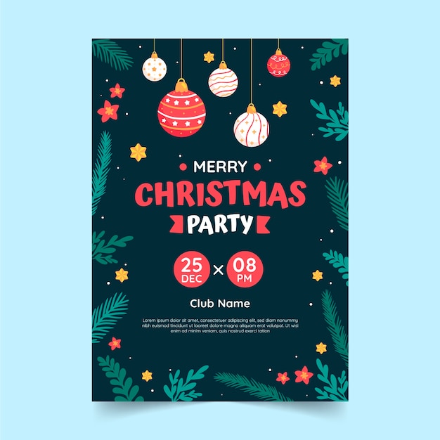 Free vector flat christmas season party poster template