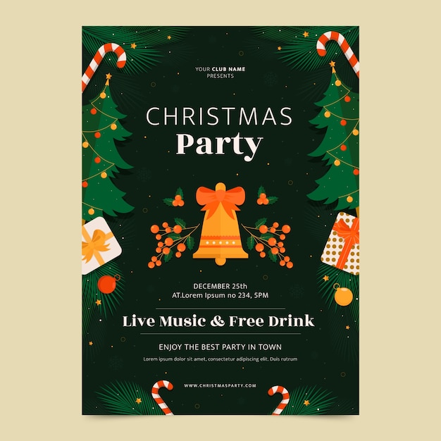 Free Vector flat christmas season party poster template