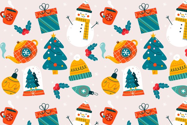 Flat christmas season pattern design