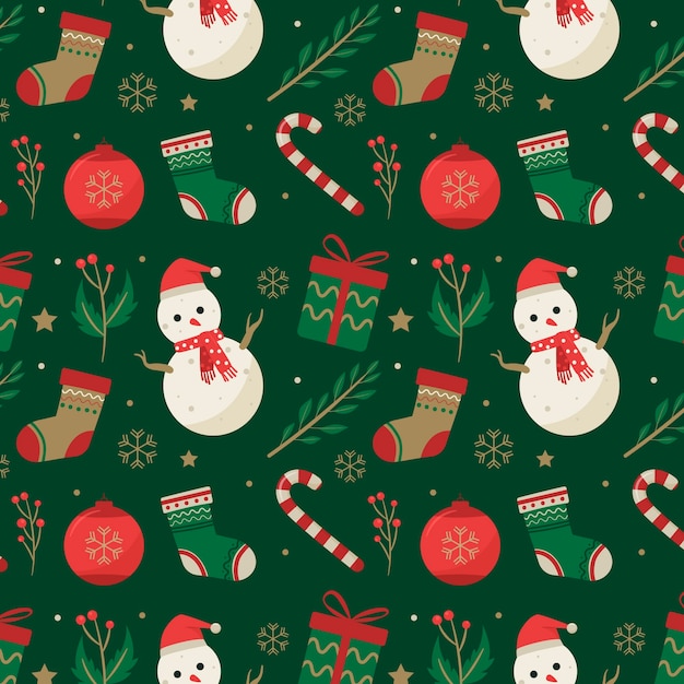 플랫 크리스마스 시즌 패턴 디자인