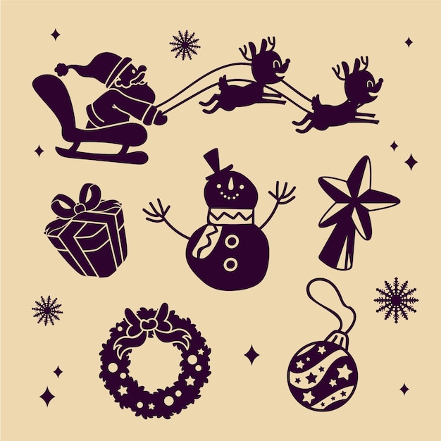 Free Vector flat christmas season silhouette