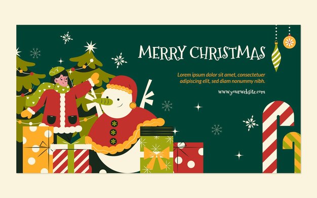 Free Vector flat christmas season social media promo template