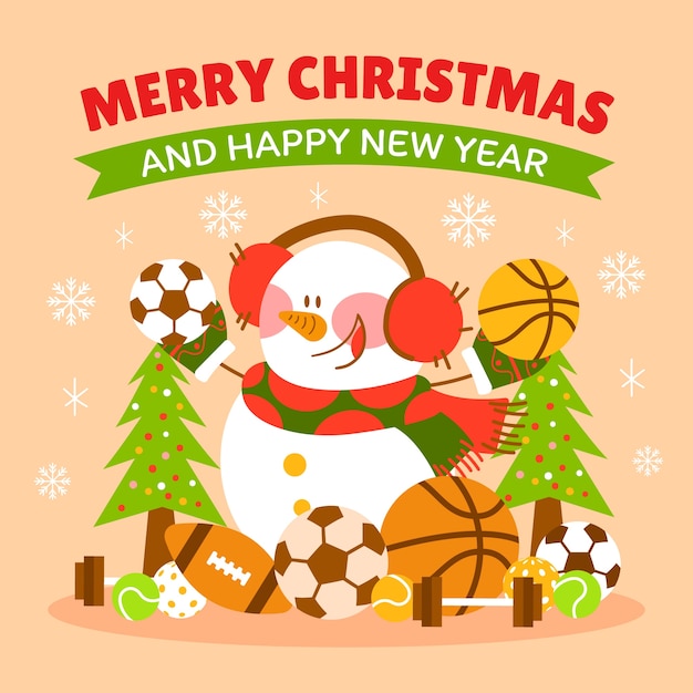 Flat christmas season sport illustration