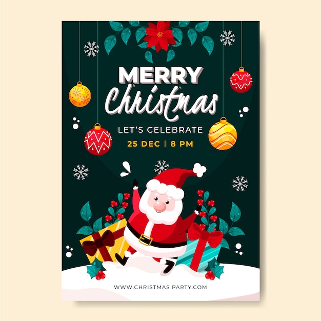 Free vector flat christmas season vertical poster template