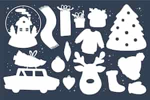 Бесплатное векторное изображение Плоский рождественский силуэт