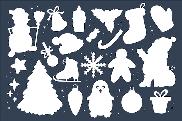 Free Vector flat christmas silhouette