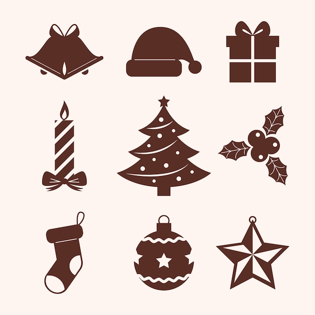 Free vector flat christmas silhouette