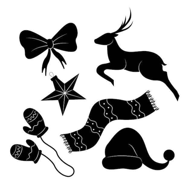 Free Vector flat christmas silhouettes collection