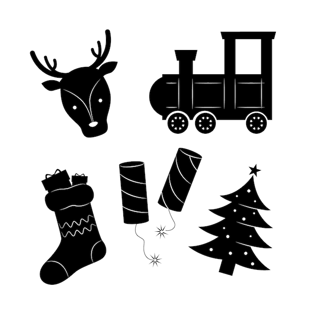 Free vector flat christmas silhouettes collection