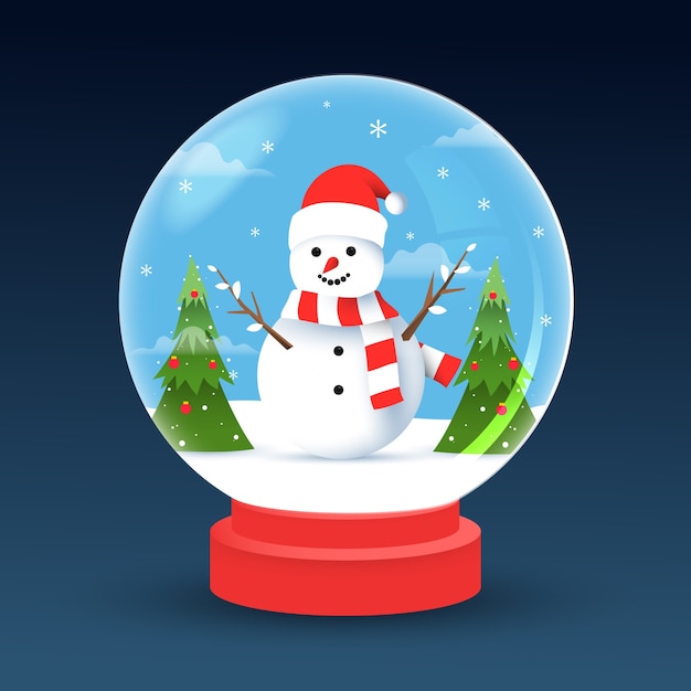 Flat christmas snowball globe