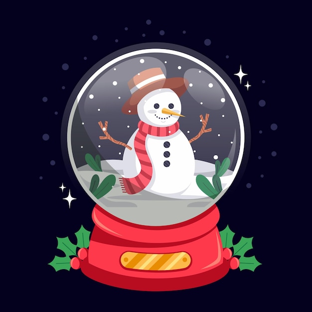 Flat christmas snowball globe