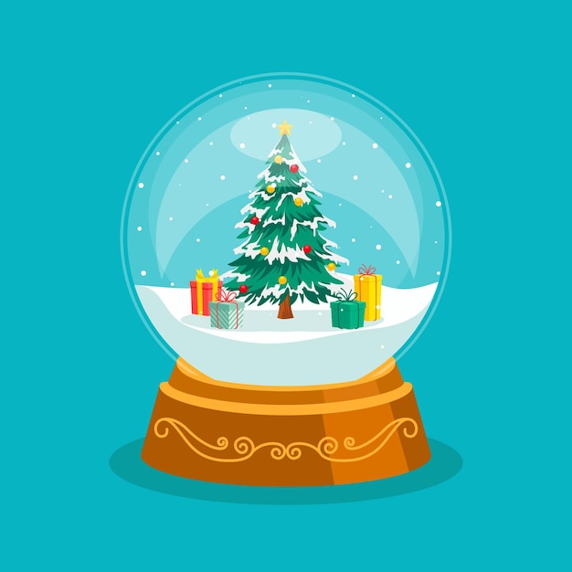 Flat christmas snowball globe