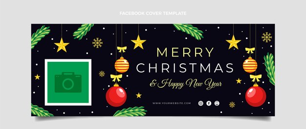 flat christmas social media cover template