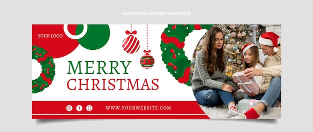 flat christmas social media cover template