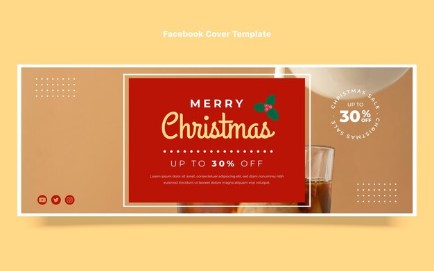 Flat christmas social media cover template