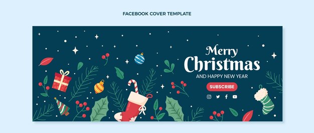 flat christmas social media cover template